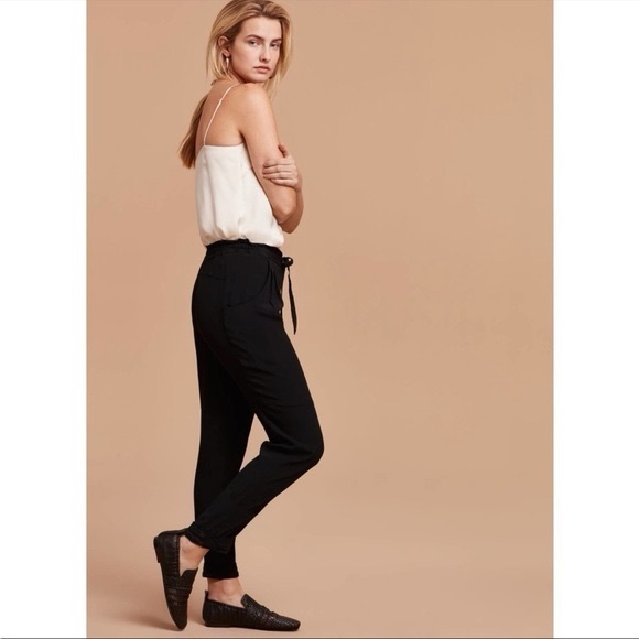 Aritzia Wilfred Marais Black Silk Trim Drawstring Pant size Large - Picture 4 of 16
